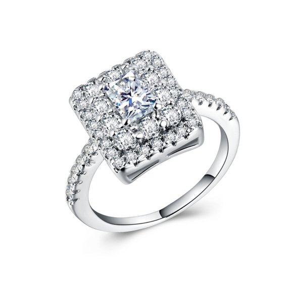 🥰Big Rectangle Gemstone Radiant Cut Zircon Rings for Women, INDN8014 - Picture 5 of 8